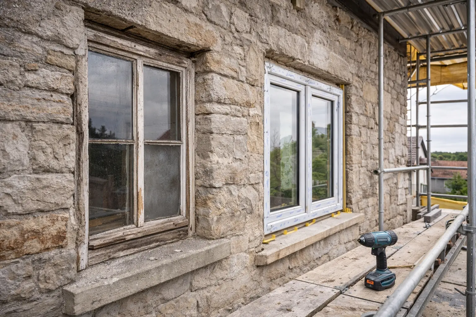 Remplacement fenêtres maison ancienne par menuiseries modernes isolation
