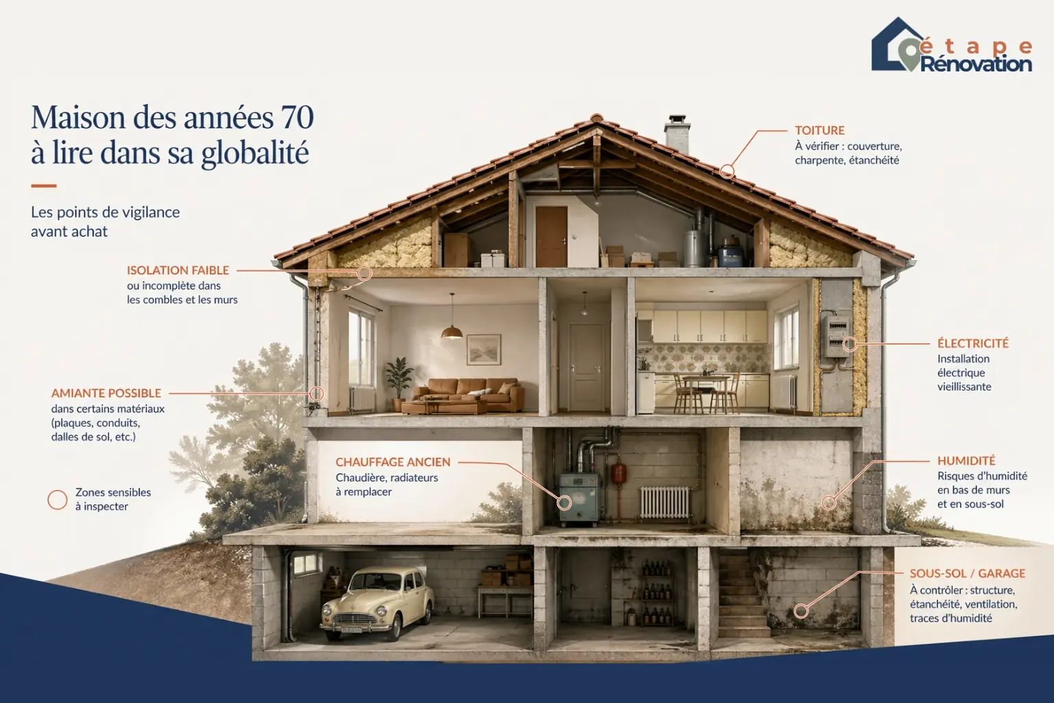 Maison individuelle des années 70 à vérifier avant achat