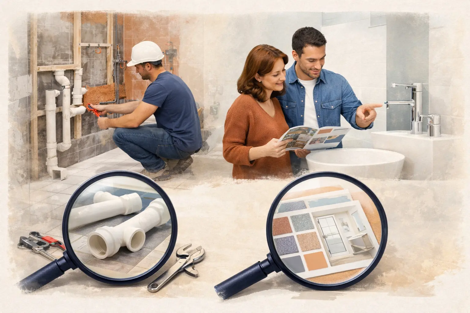 Rénovation de salle de bain avec plomberie, matériaux et choix d’aménagement