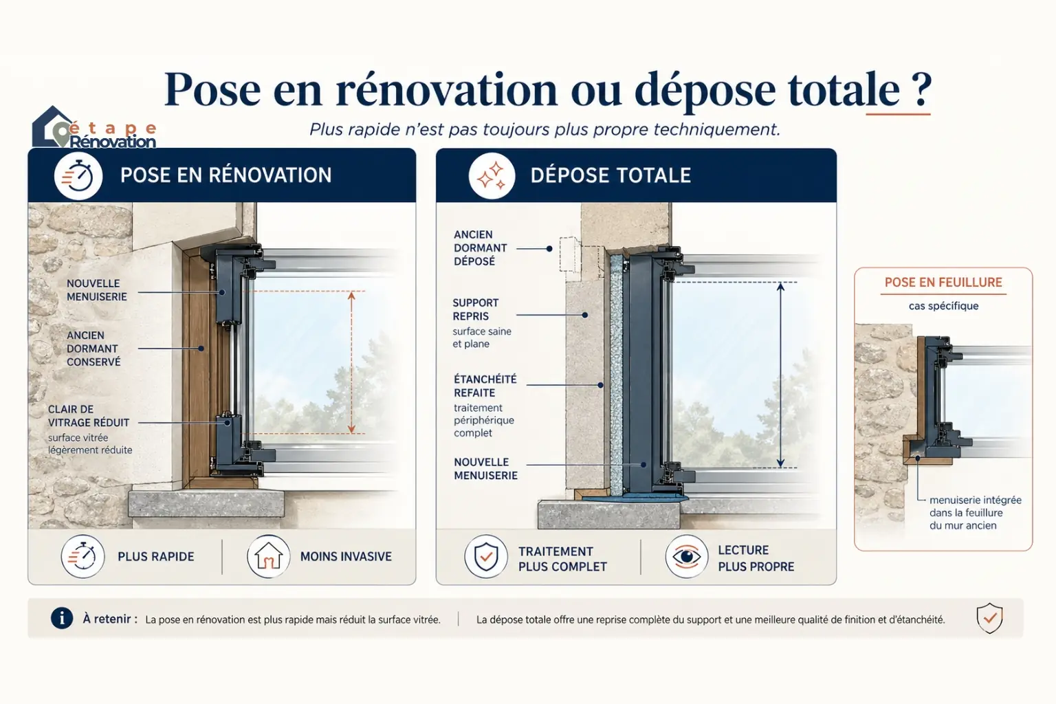 Comparatif pose en rénovation et dépose totale