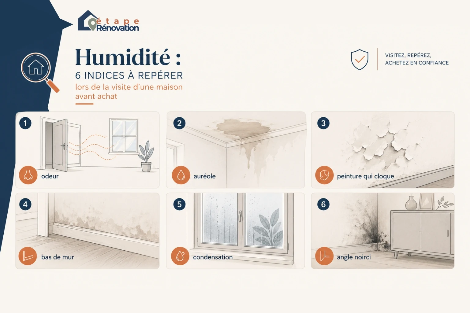 Checklist des zones à observer pour détecter l’humidité pendant une visite de maison