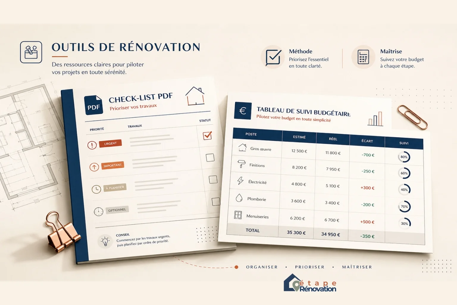 Outils de rénovation : check-list PDF et tableau de suivi budgétaire