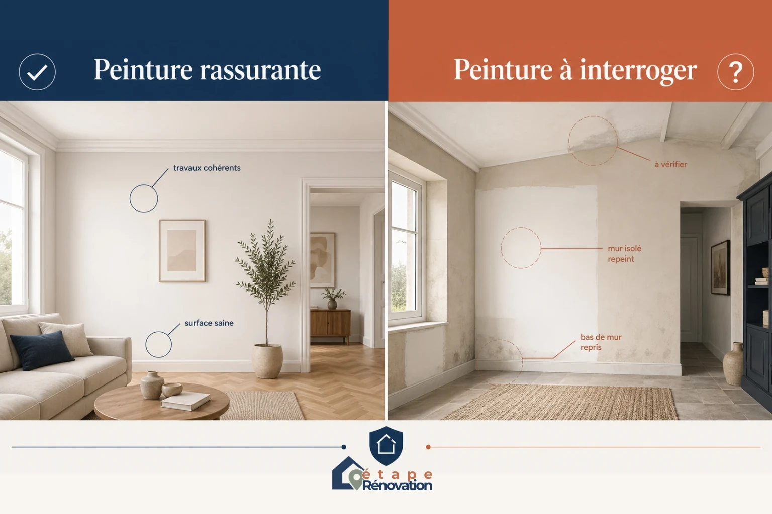 Peinture fraîche avant vente et humidité cachée dans une maison avant achat