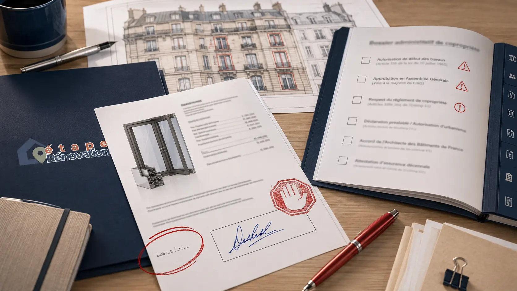 Devis de fenêtres signé trop tôt avec dossier de copropriété et avertissement sur les autorisations