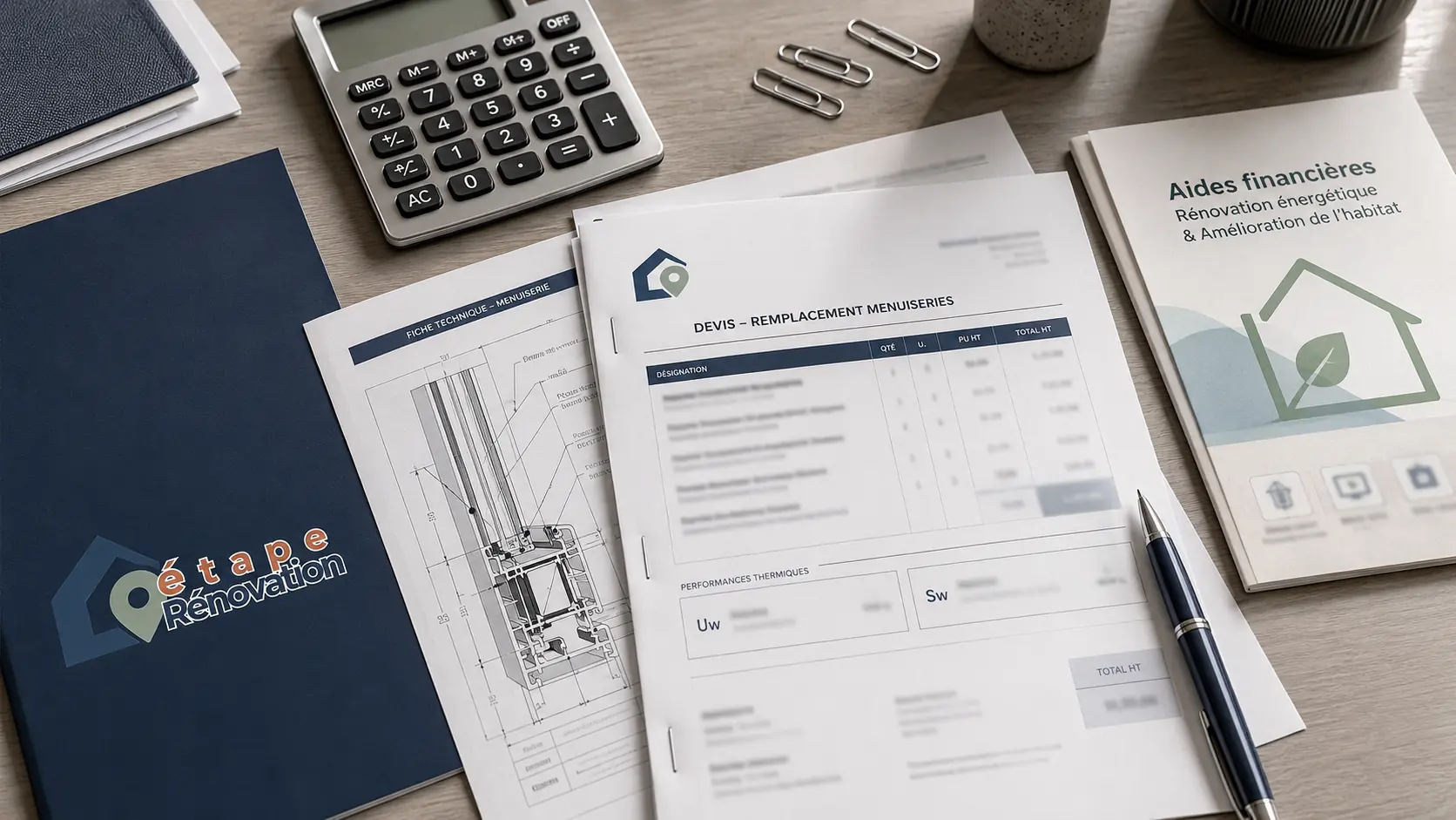 Devis de remplacement de fenêtres avec valeurs Uw et Sw, fiche technique et vérification des aides financières