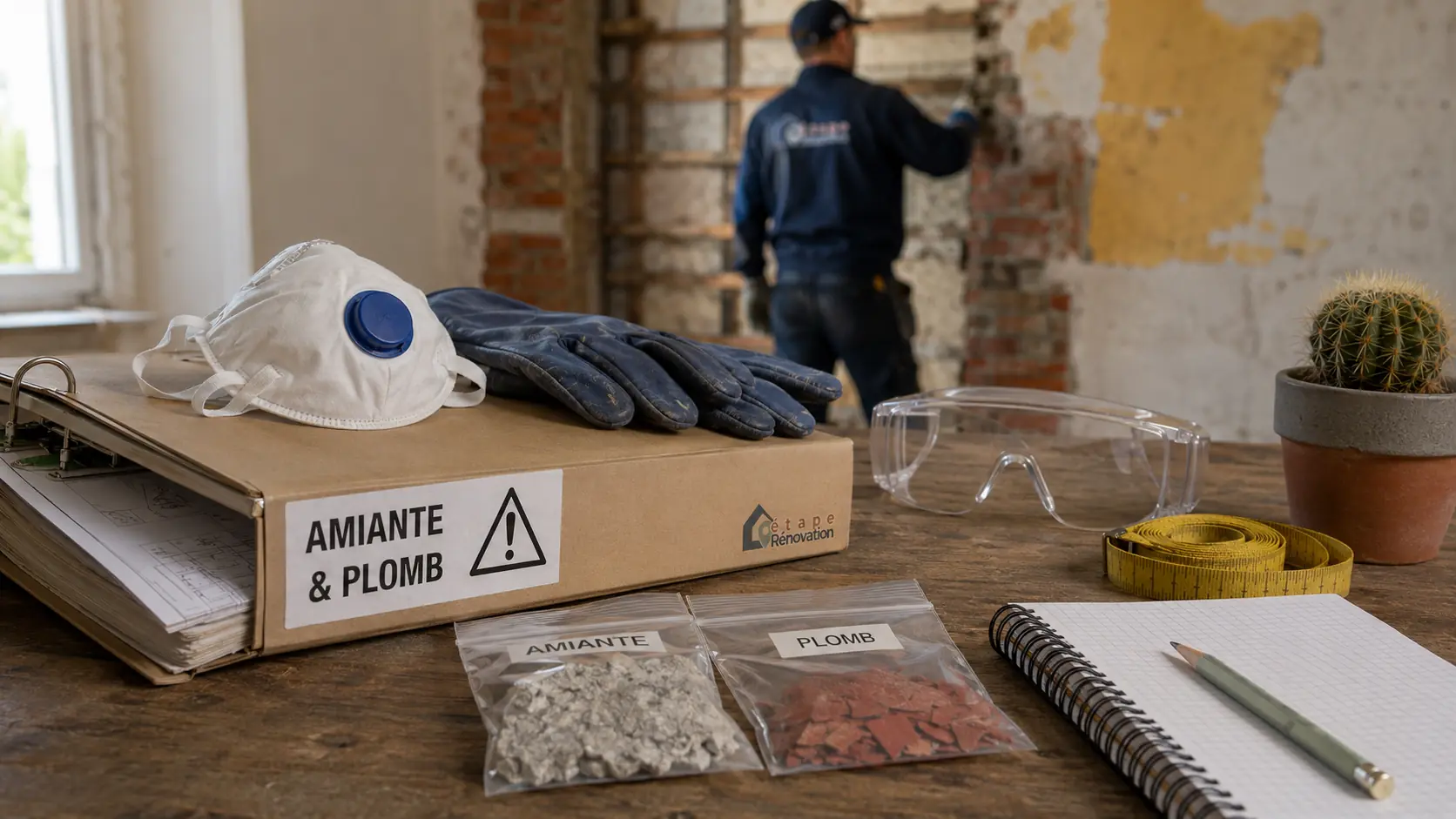 Illustration des vérifications amiante, plomb et sécurité avant des travaux dans un appartement ancien