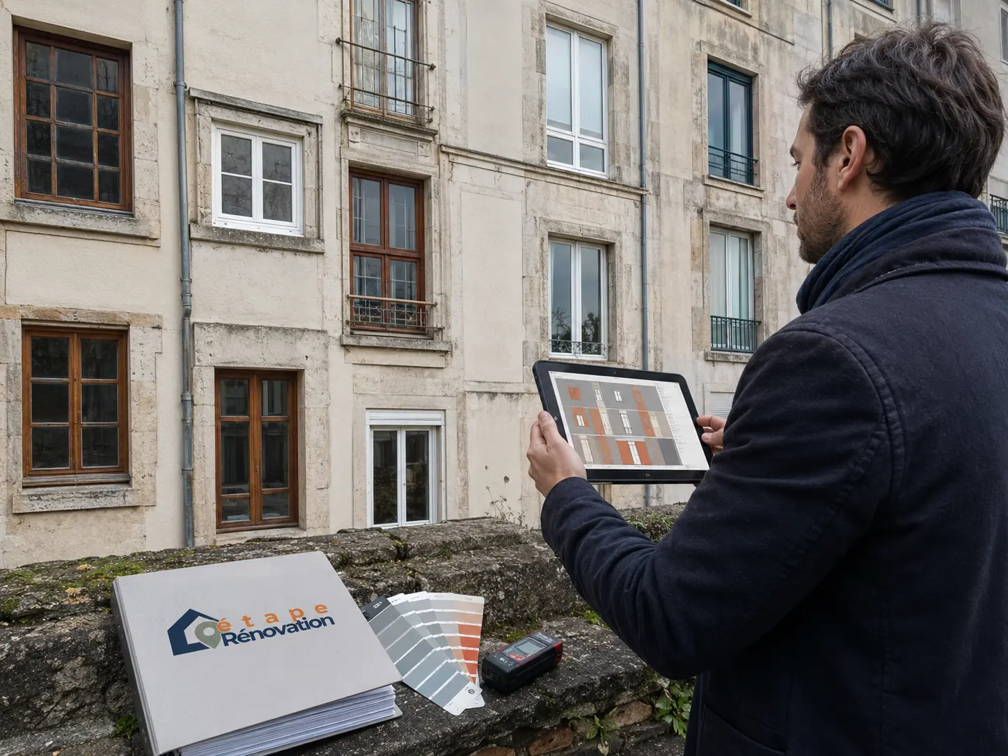 Façade d’un immeuble en copropriété avec des fenêtres de couleurs et matériaux différents