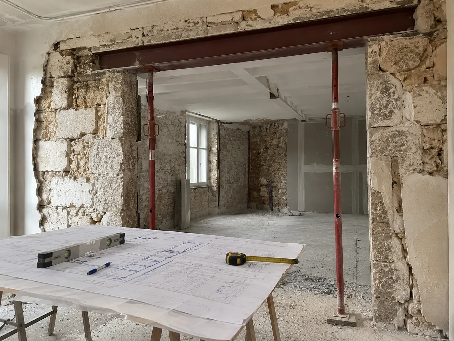 Mur porteur en appartement nécessitant une étude structure et une autorisation en copropriété