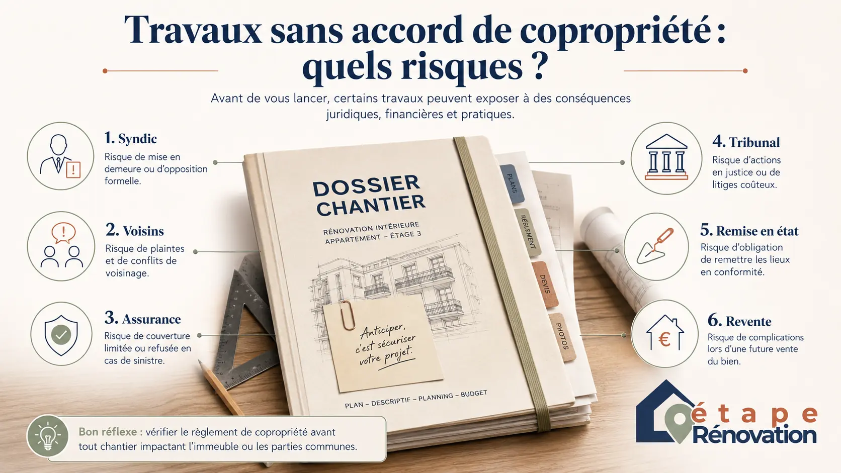 Illustration des risques liés à des travaux réalisés sans accord de copropriété