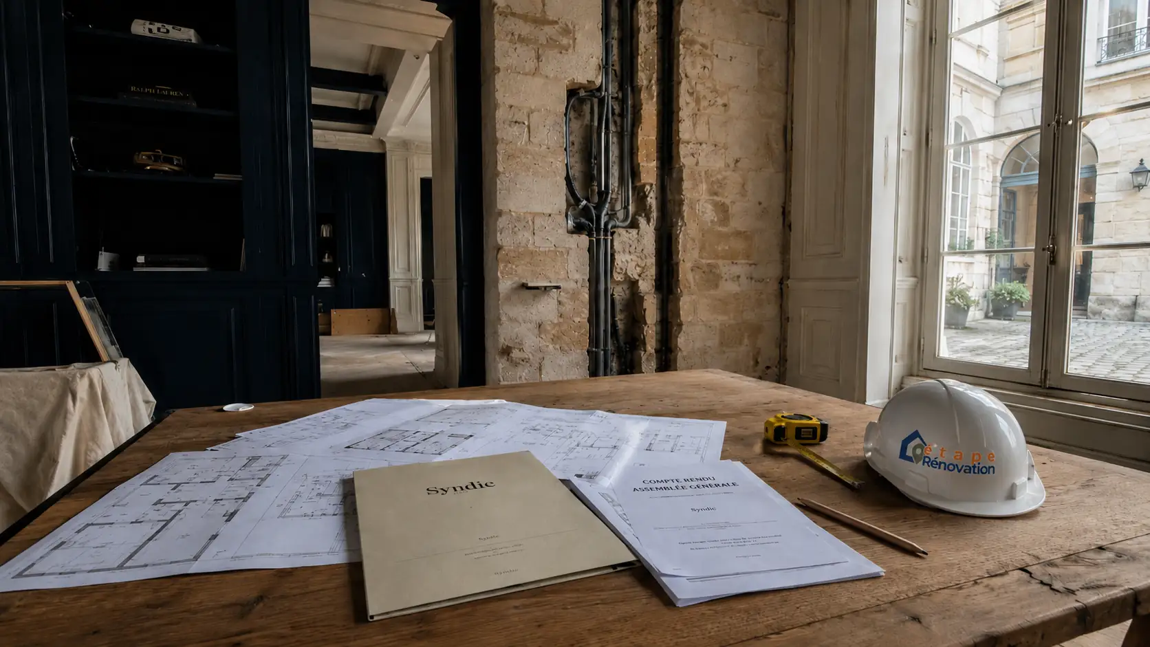 Appartement en rénovation avec plans de travaux, dossier syndic et autorisations de copropriété