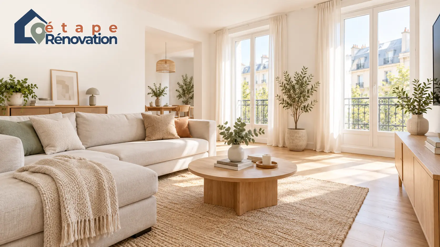 Appartement lumineux à moderniser avec séjour propre et matériaux simples