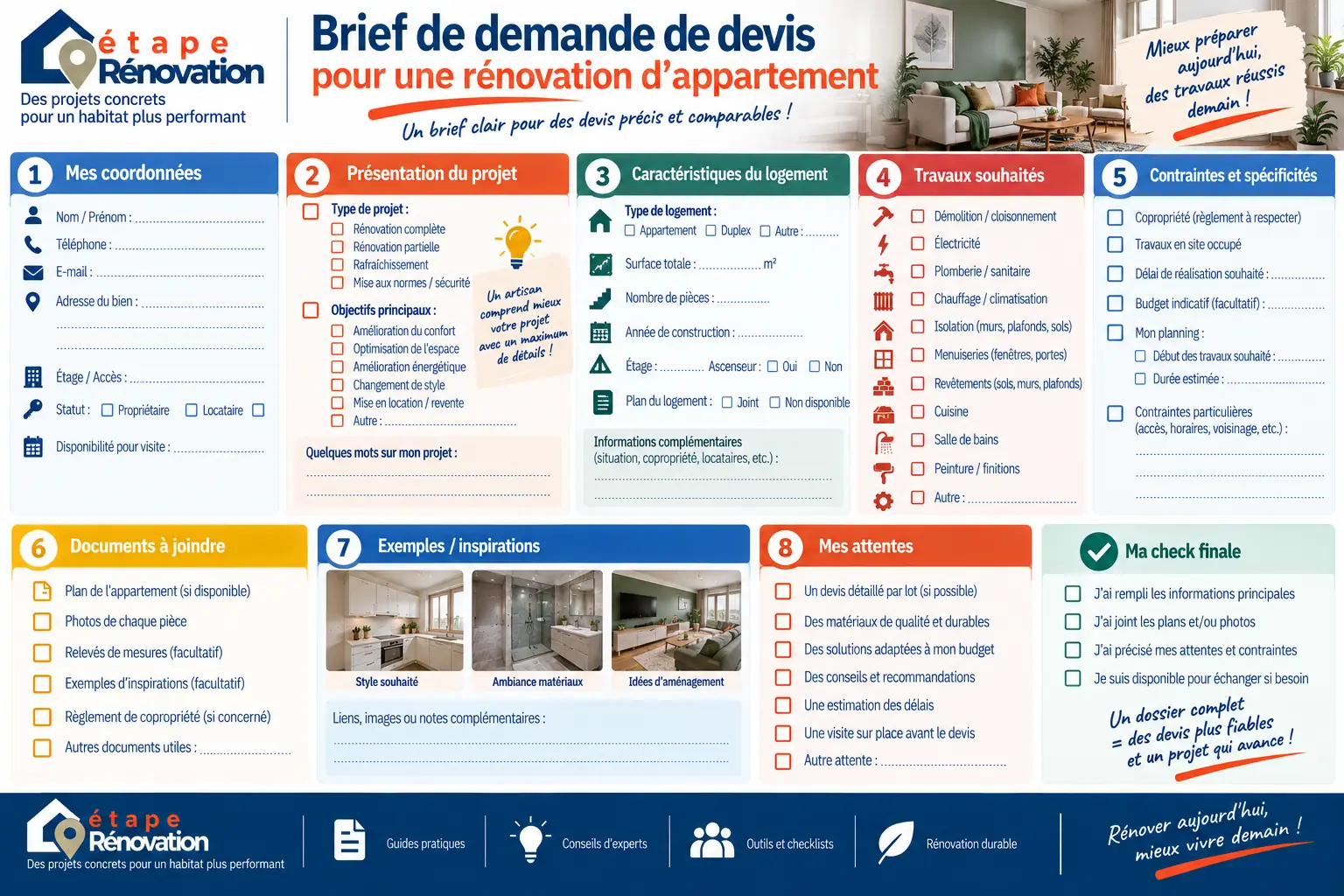 Brief de demande de devis pour une rénovation d’appartement