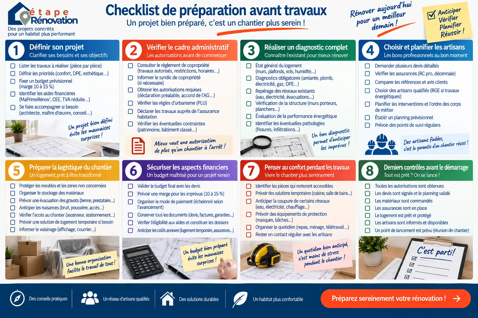 Checklist de préparation avant travaux de rénovation d’un appartement