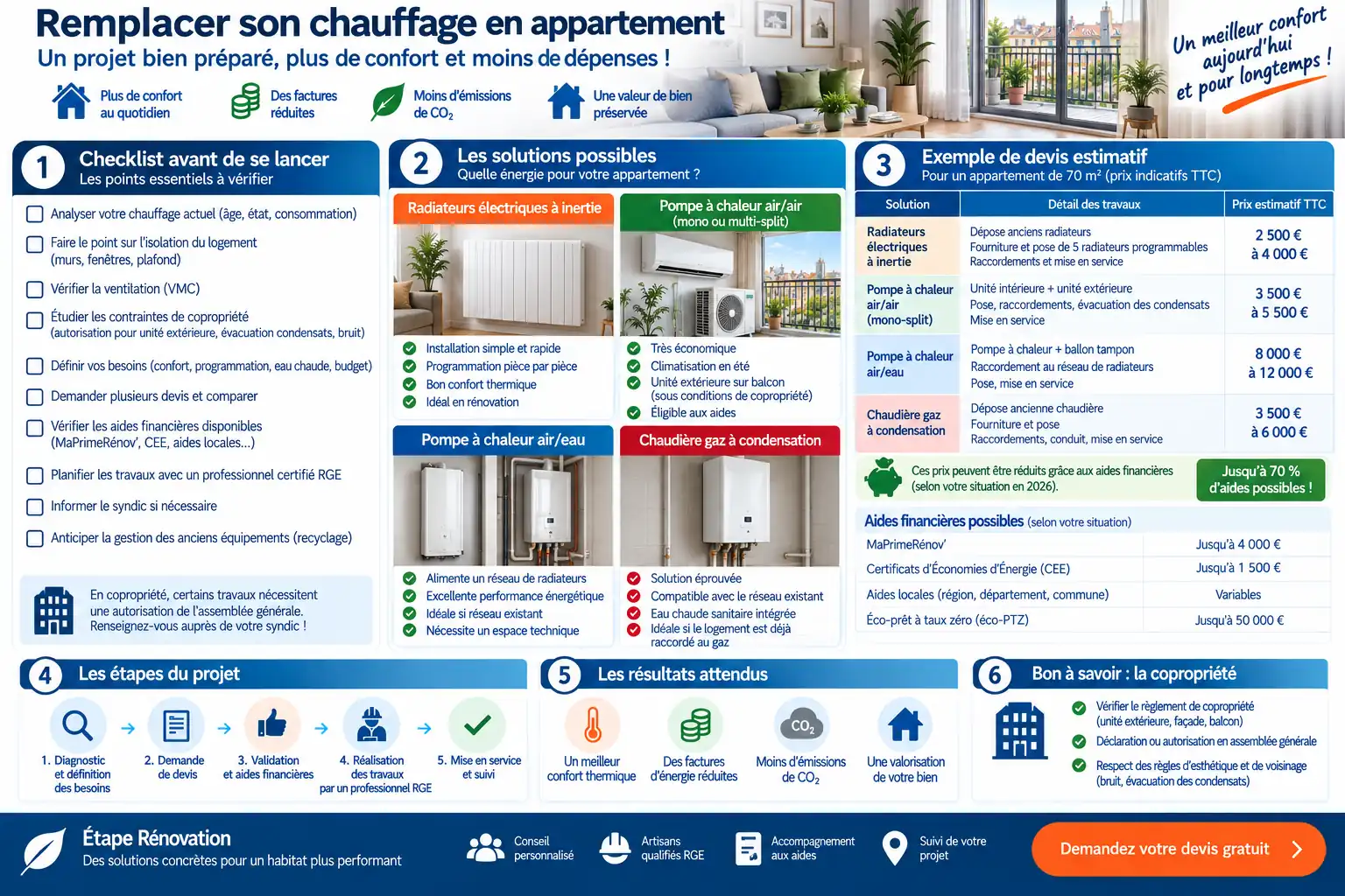 Checklist et devis pour préparer le remplacement du chauffage d’un appartement
