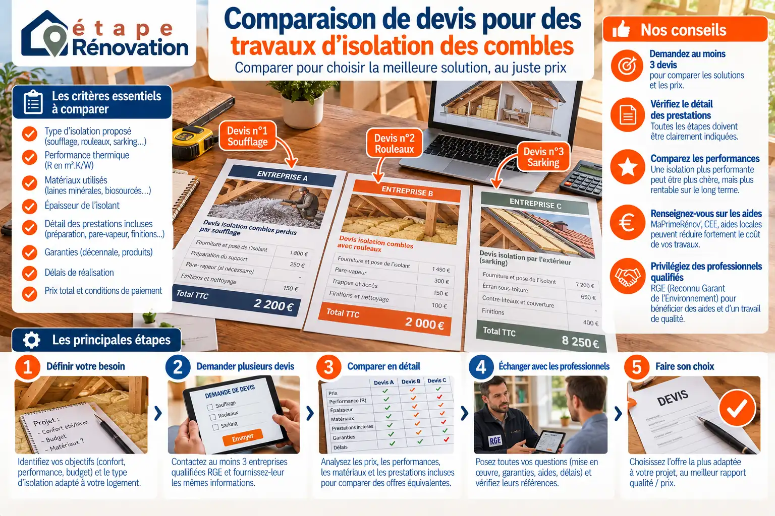 Comparaison de devis pour des travaux d’isolation des combles