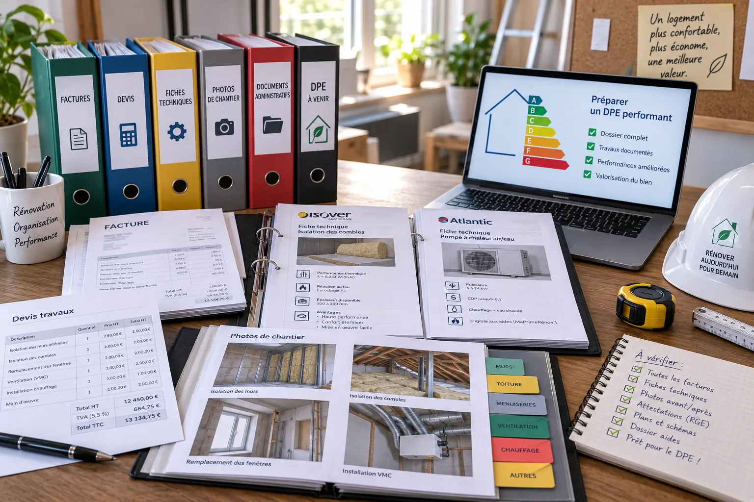 Dossier d’aides à la rénovation énergétique avec devis et documents administratifs