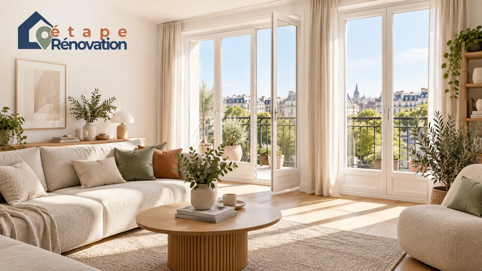 Fenêtres modernes dans un appartement rénové lumineux