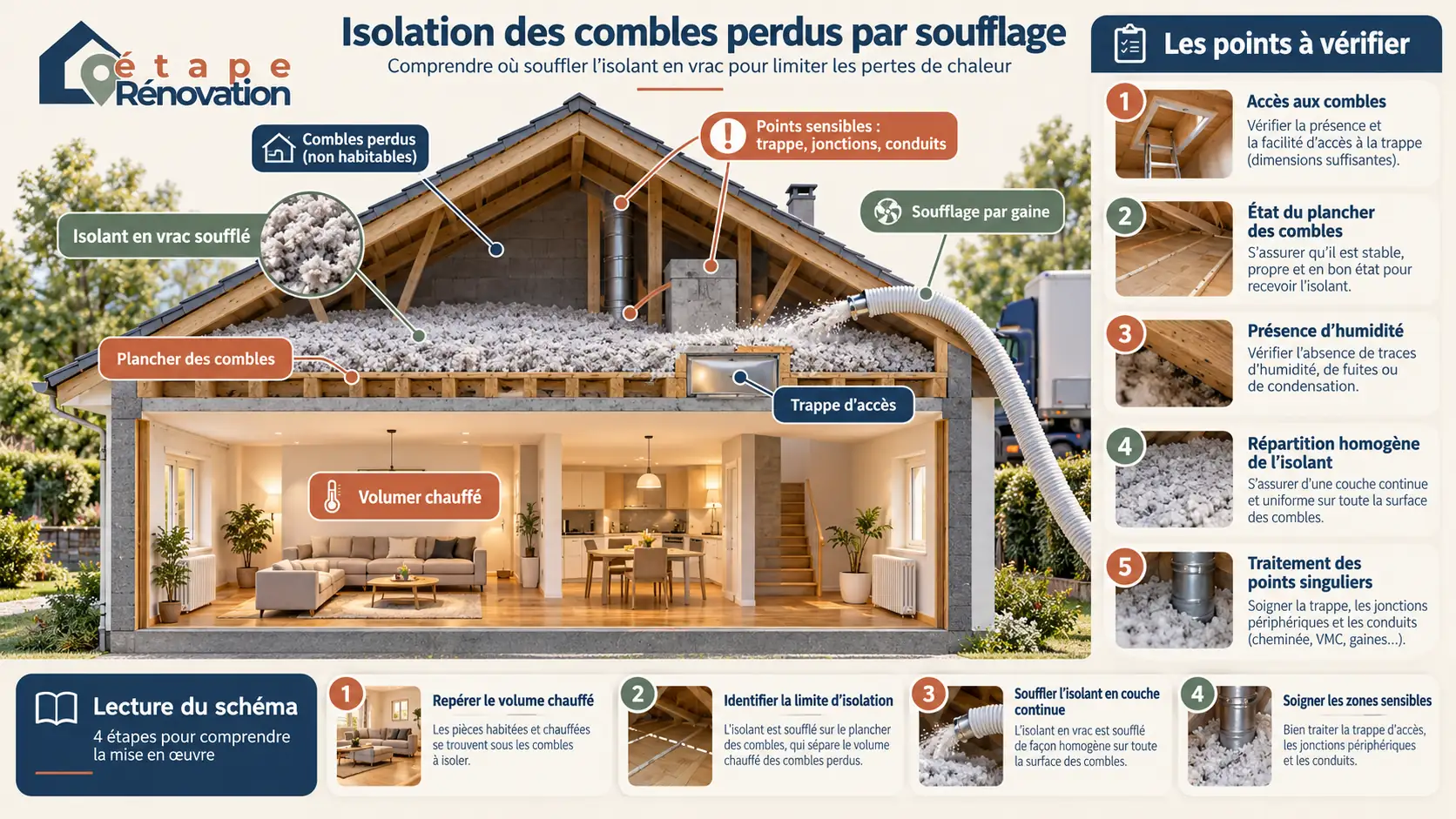 Isolation des combles perdus par soufflage d’un isolant en vrac